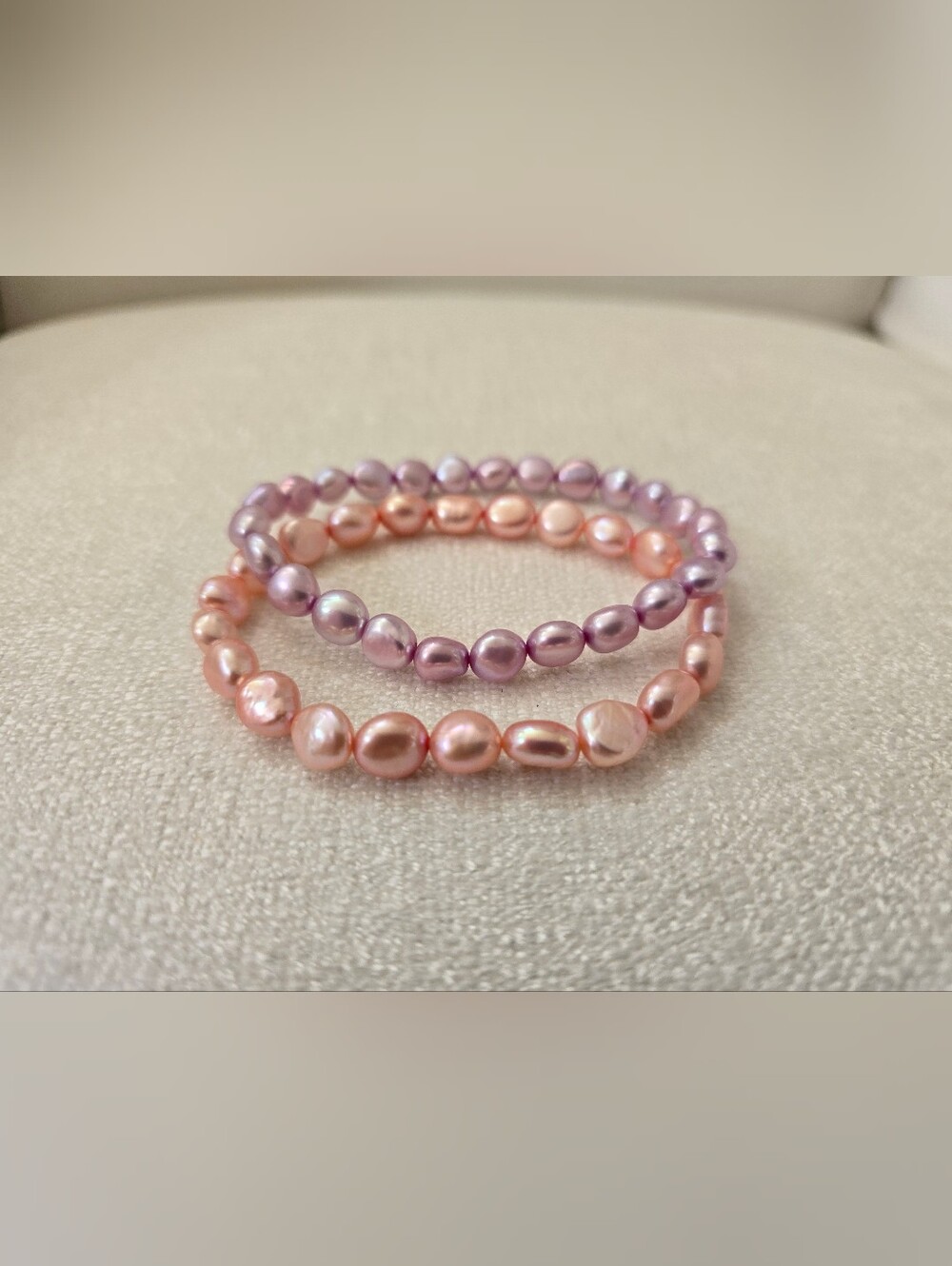 Bundle 2 Freshwater Pearl Stretch Bracelets - Pink & Lavender